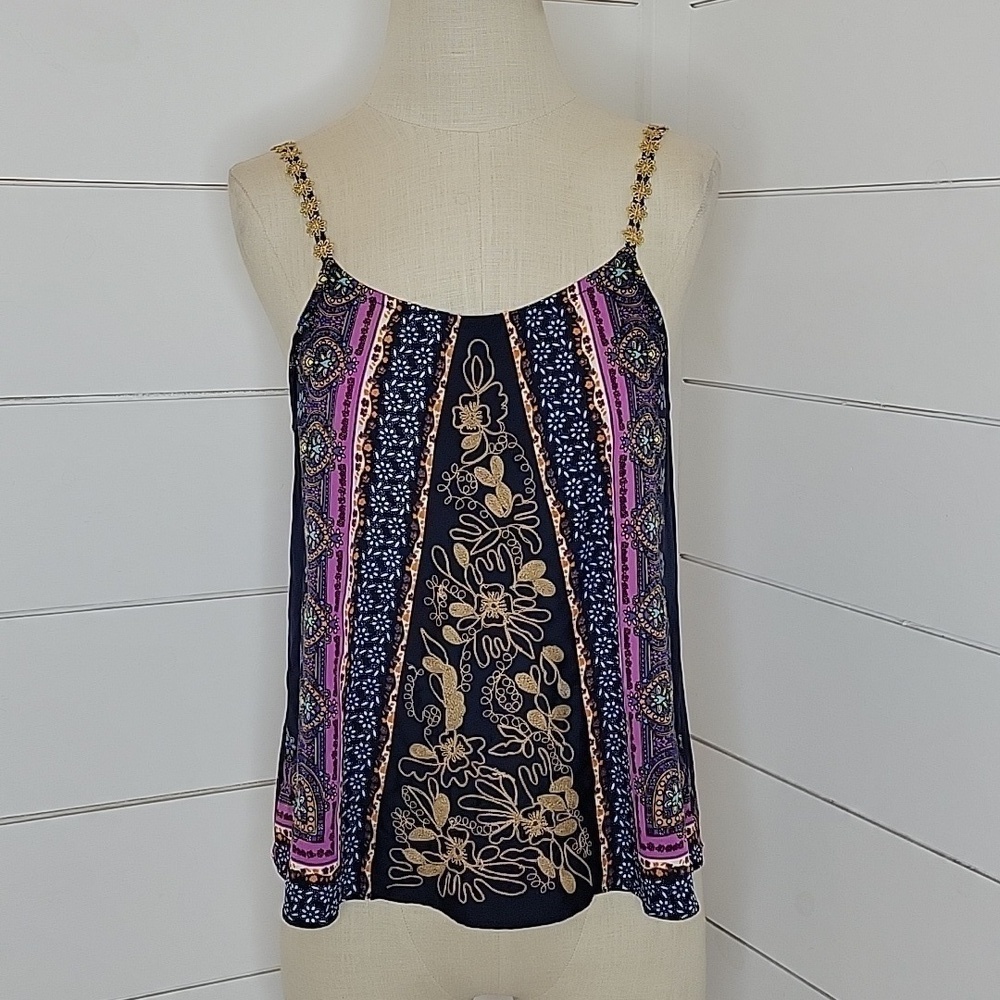 GIMMICKS by BKE small blue with gold embroidery (multicolors) tank